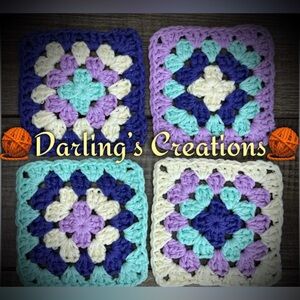 Granny Squares Crocheted Trimmed Handmade 24pcs